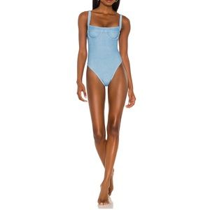 Kyra one piece swimsuit blue denim XS